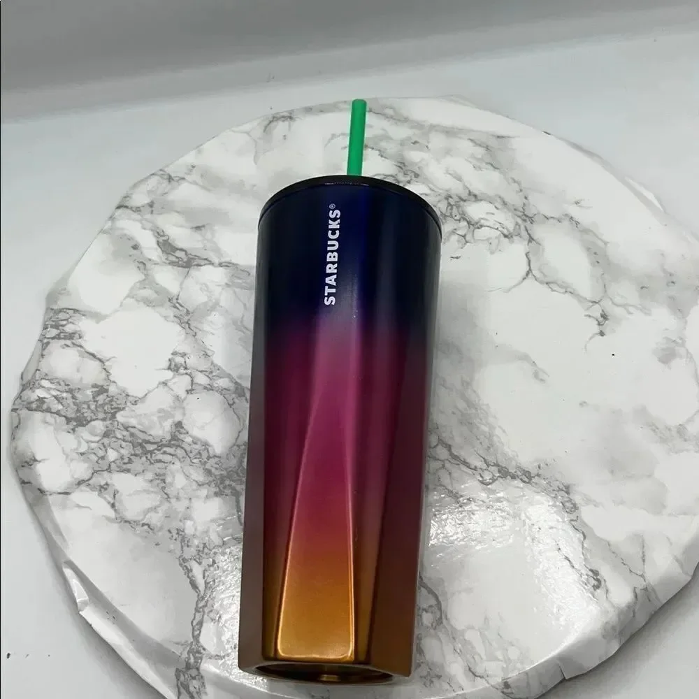 STARBUCKS 2022 Purple Pink Orange Ombre Stainless Steel 24 Oz Venti Cold Cup